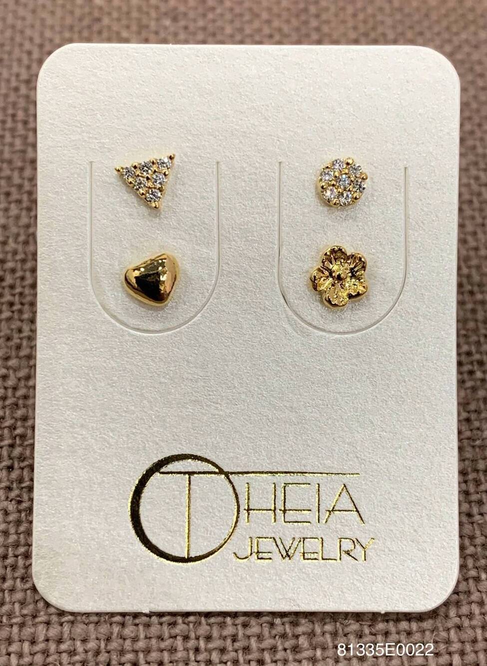 NEW THEIA women's stud double set earrings in gold